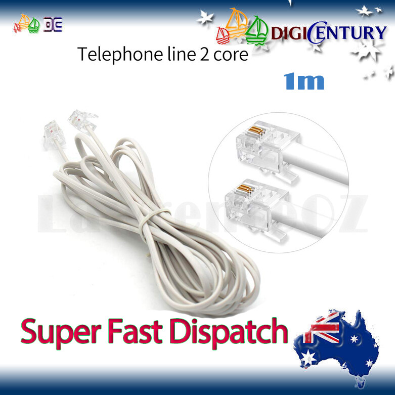 New 6P2C RJ11 Modular Plug Telephone ADSL Cord Cable 0.5/1/1.5/2/3/5m White