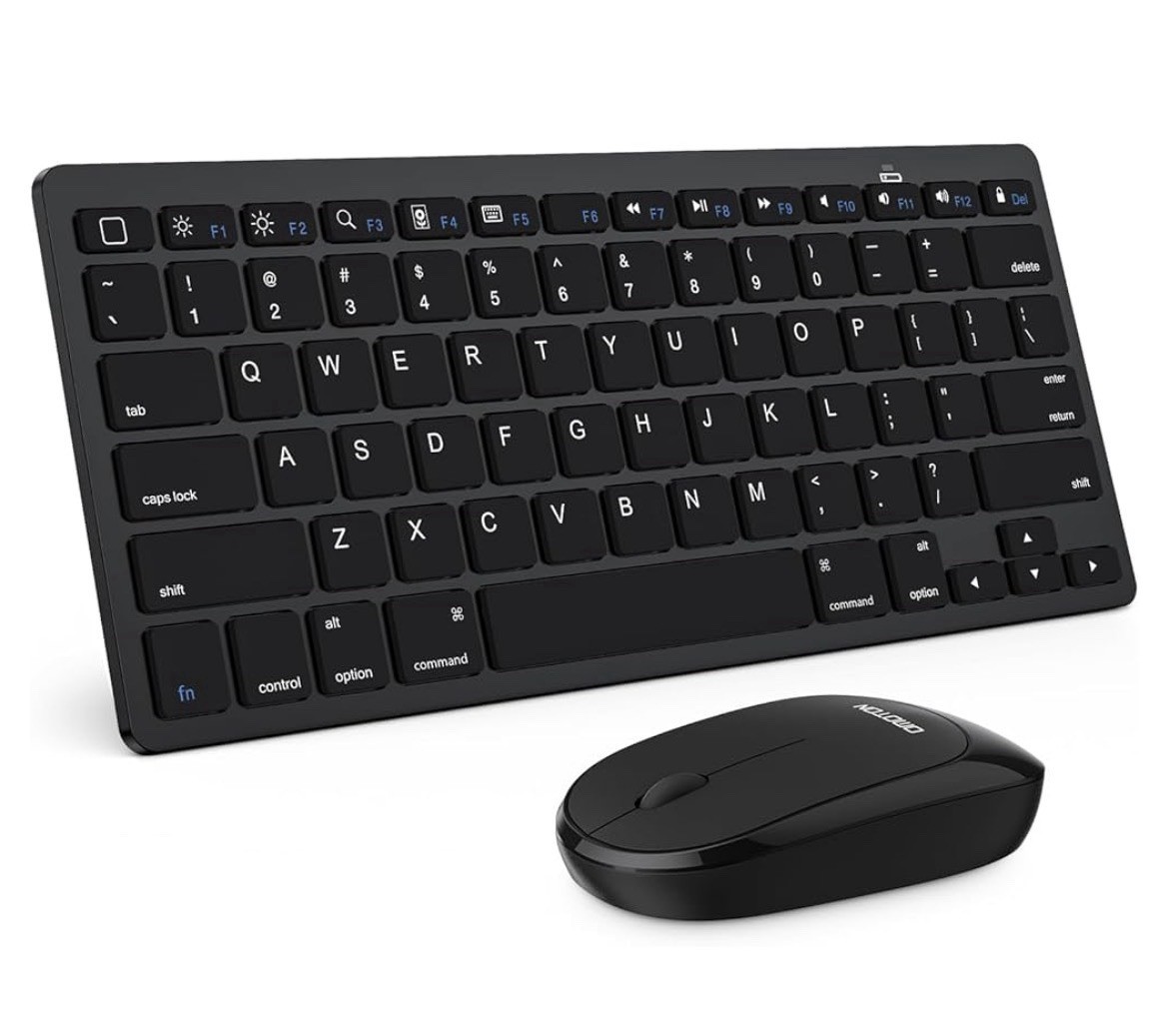 OMOTON Bluetooth Compact Keyboard & Mouse Bundle, Portable QWERTY EN, 1600DPI