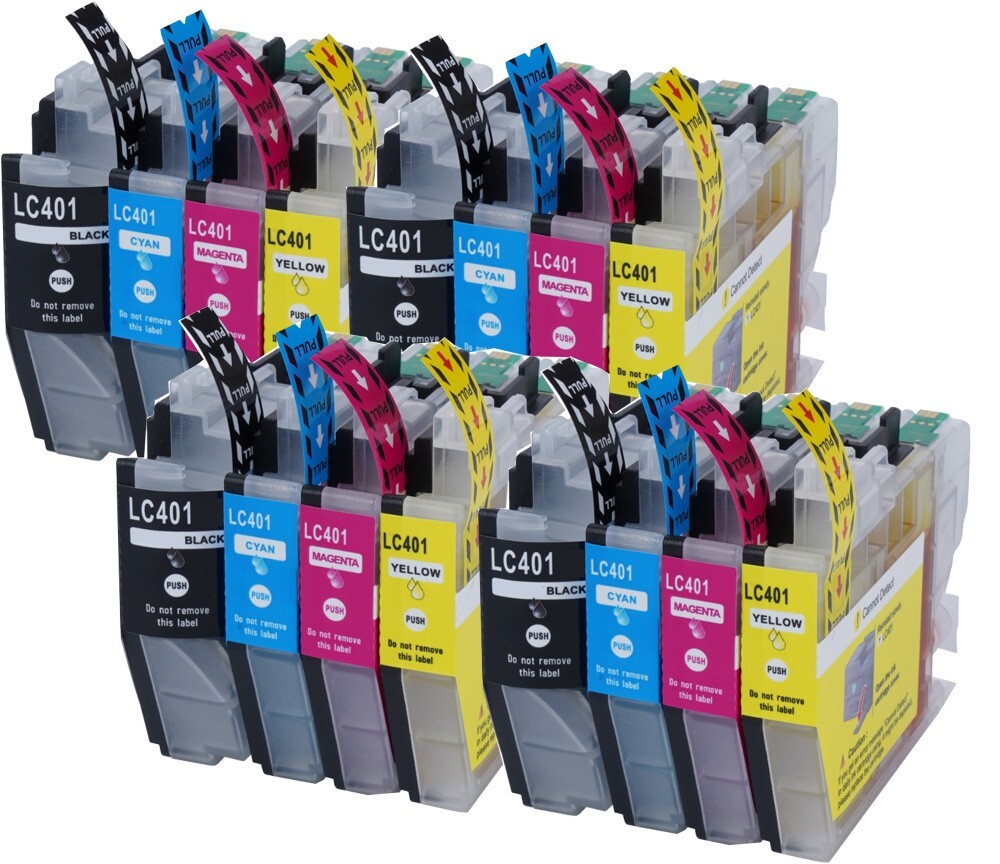 16PK New Ink Set + chip fits Brother LC401 MFC-J1010DW MFC-J1012DW MFC-J1170DW