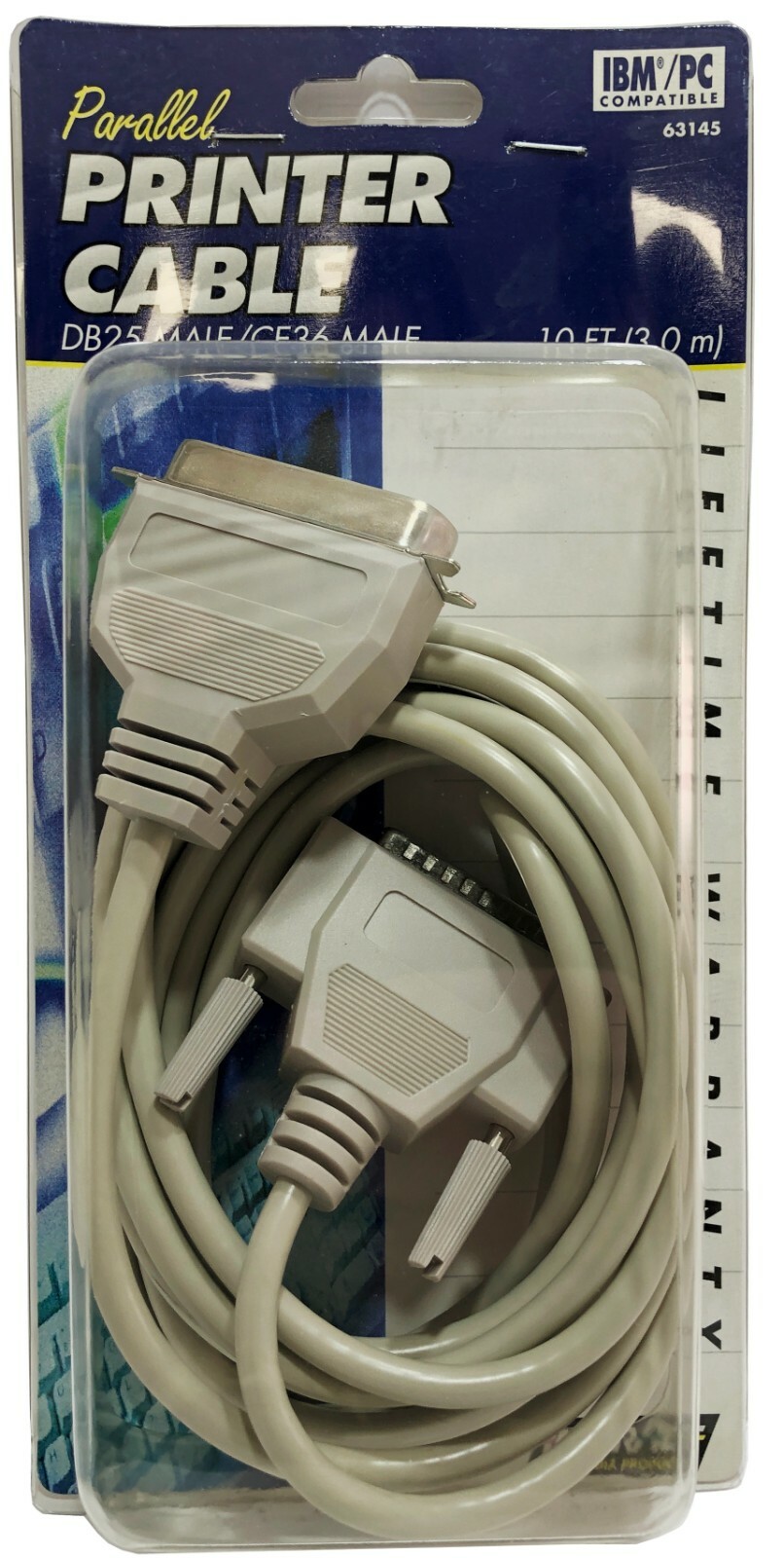 Vintage IBM 10ft Parallel Printer Cable IEEE-1284 DB25M to Centronics 36M