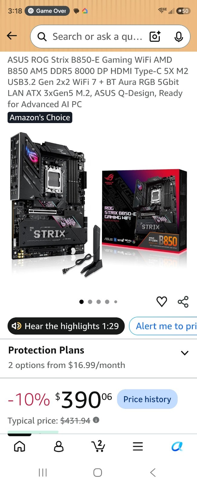 ASUS ROG Strix B850-E Gaming WiFi ATX Motherboard AMD AM5 DDR5