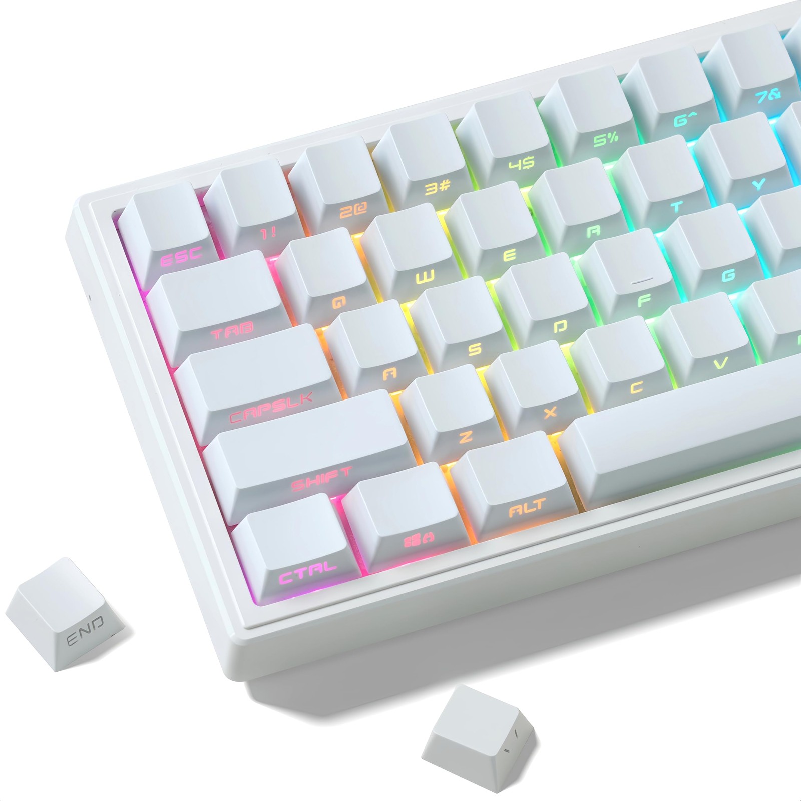 White Keycap Set Shine Through Japanese Style PBT Double Shot OEM Profile Keys