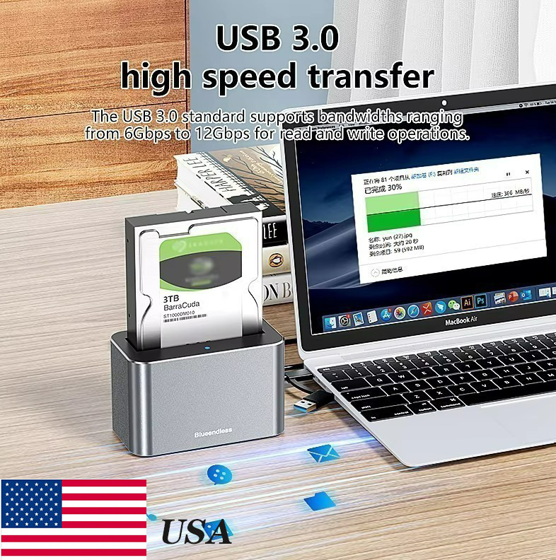 SAS SATA HDD Enclosure Blueendless 2.5/3.5in USB 3.0 External Hard Drive Case