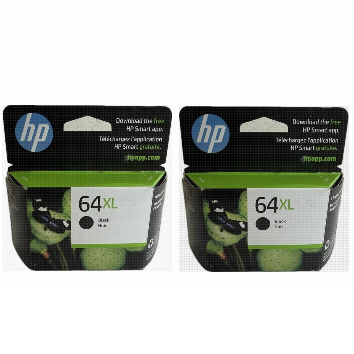 2 Pack HP N9J92AN Original Ink Cartridge 64XL Black EX2026 New