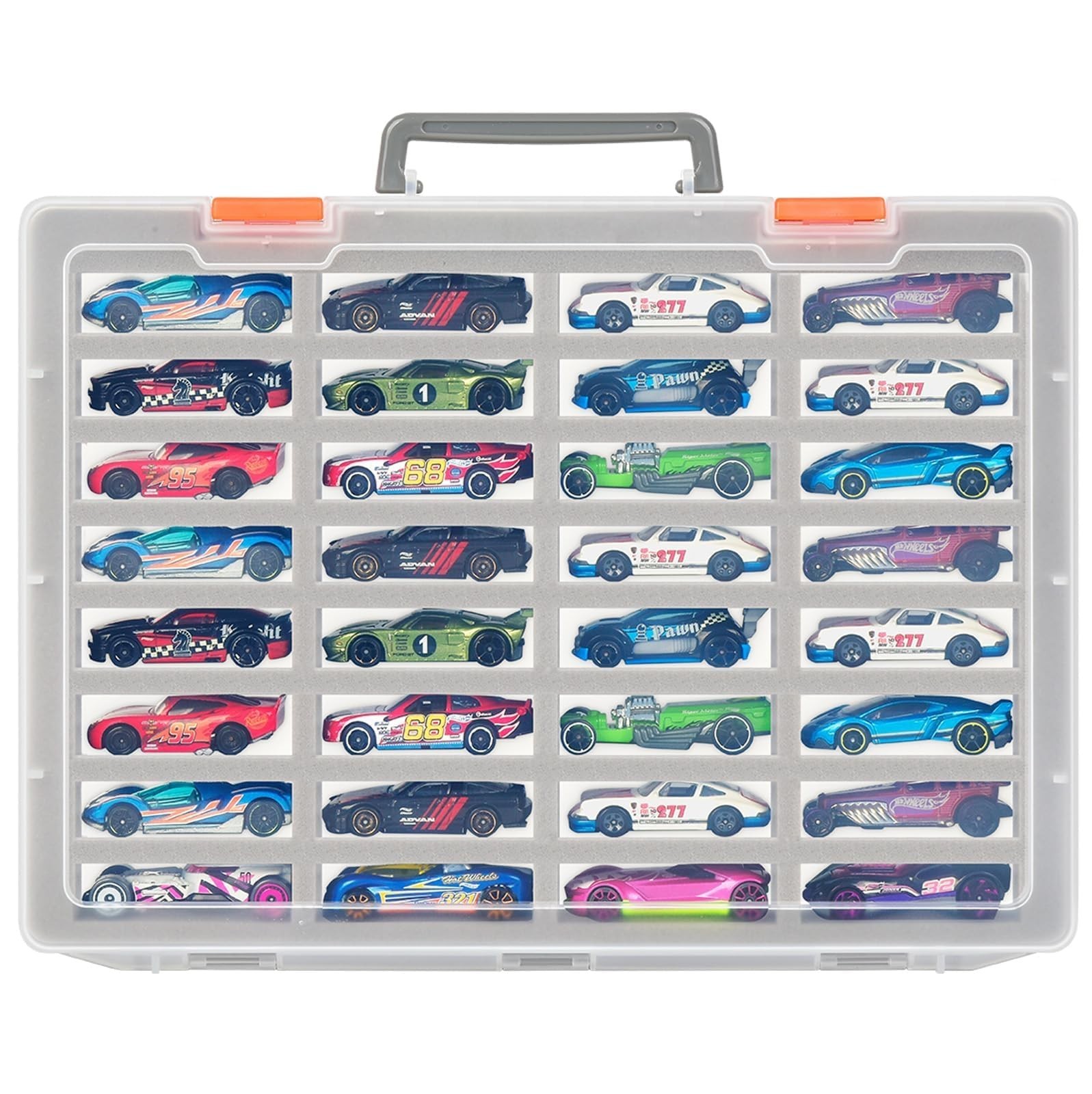 Toy Car Storage Organizer: 32 Foam Slots 1/64 Display Case for Hot Wheels/ fo...