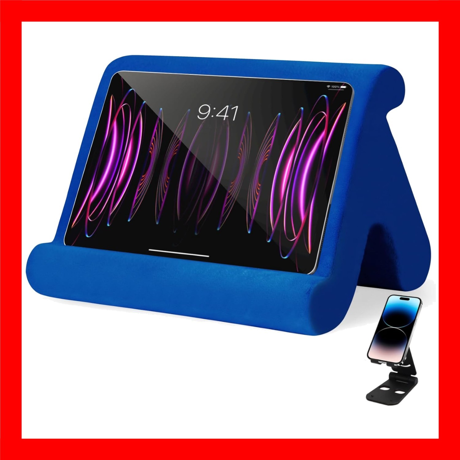 Universal Multi-Angle Tablet Stand Holder-Soft Pad Stand with black phone hol...