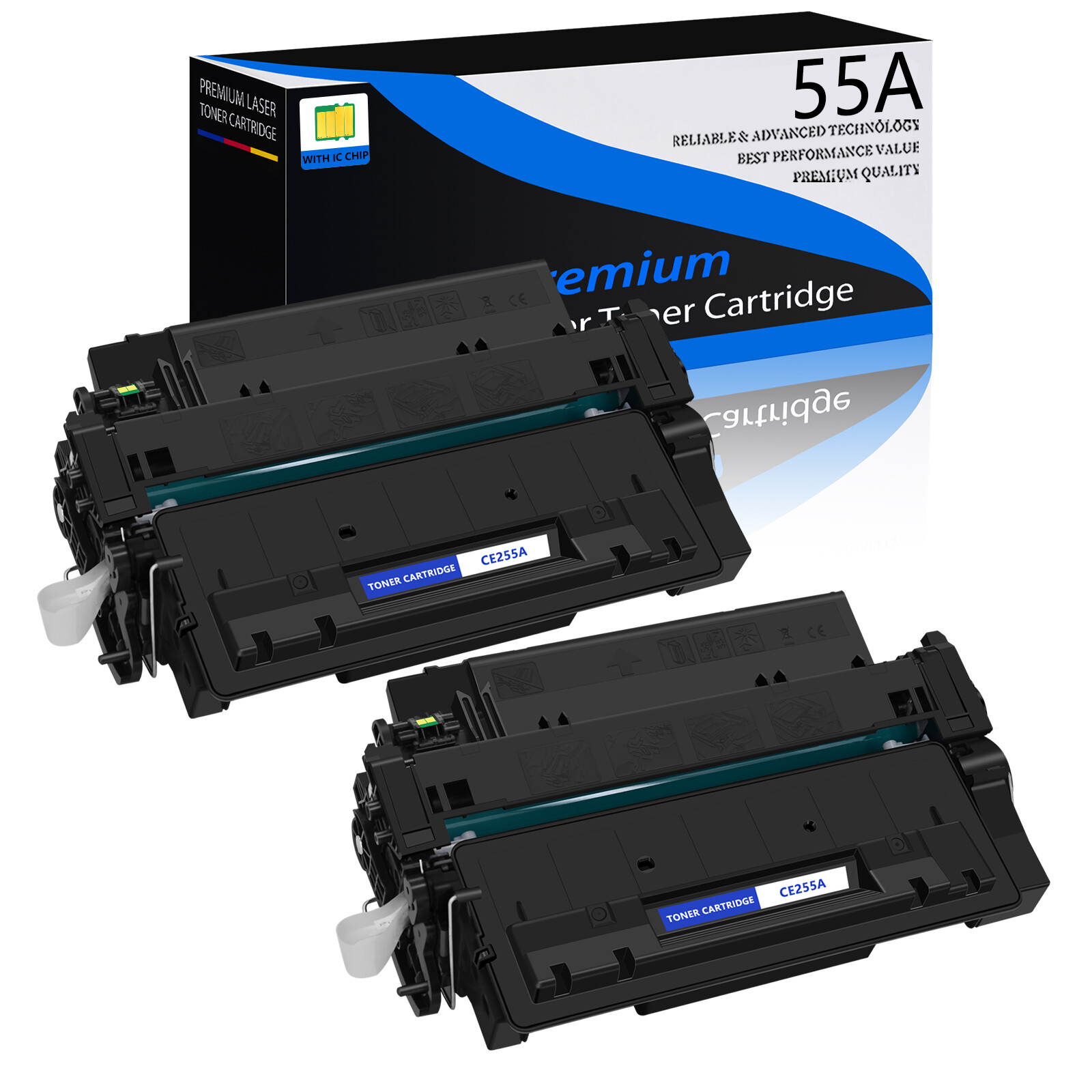2PK High Yield CE255A 55A Toner Cartridge for HP LaserJet P3016 P3015dn P3015x