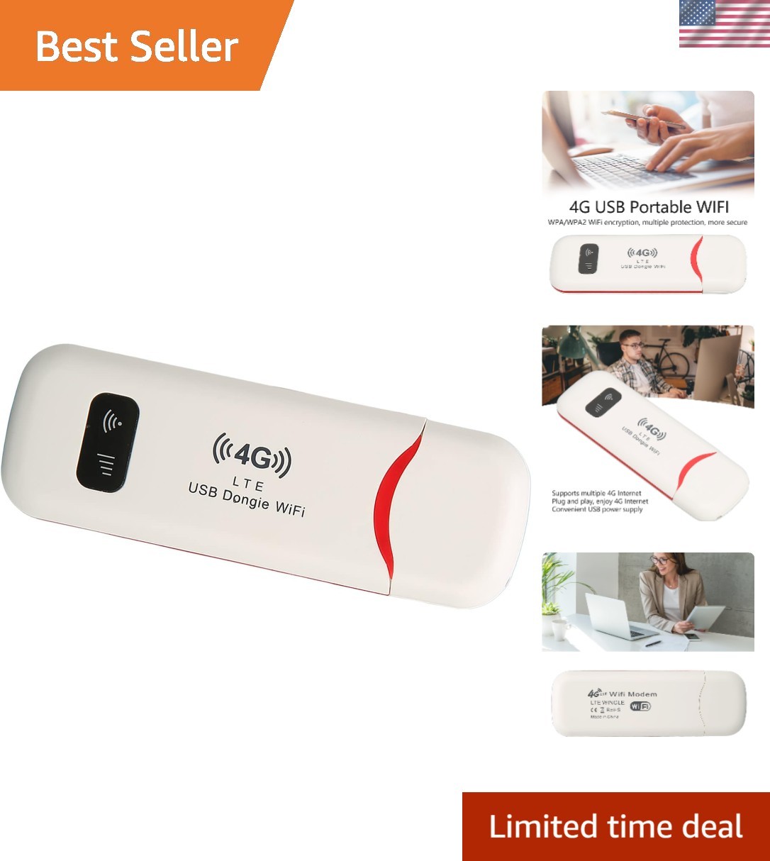 Multi-Device 4G LTE WiFi Hotspot - USB Powered, Secure and Reliable Connection
