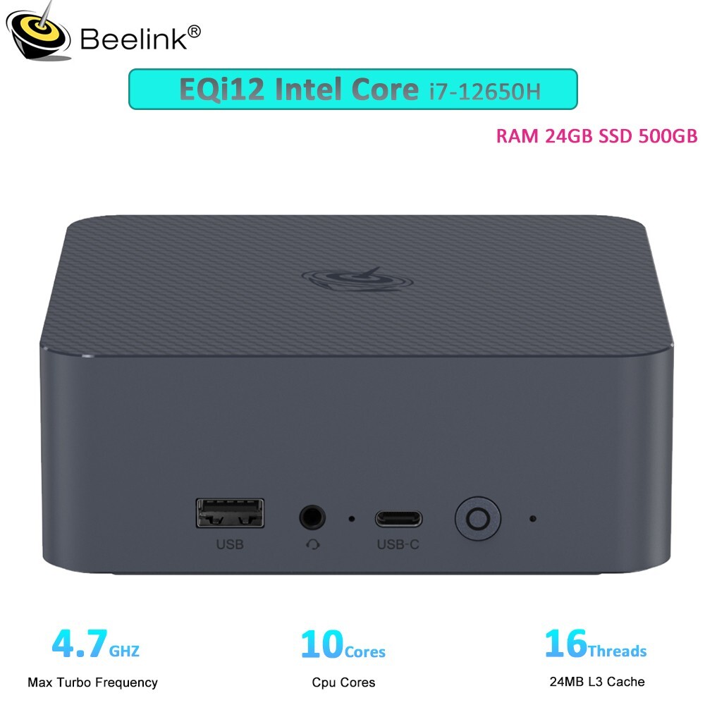 Beelink EQi12 Intel i7 12650H Computers 4.7GHz 10C/16C RAM24GB SSD500GB mini pc