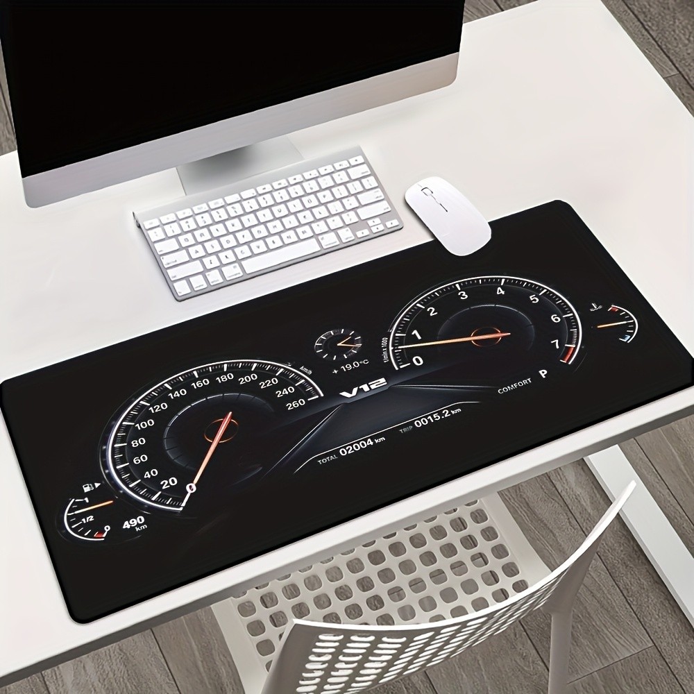 1pc XXL Gaming Desk Mat with Car Dashboard Design - Non-Slip Surface, Speedome