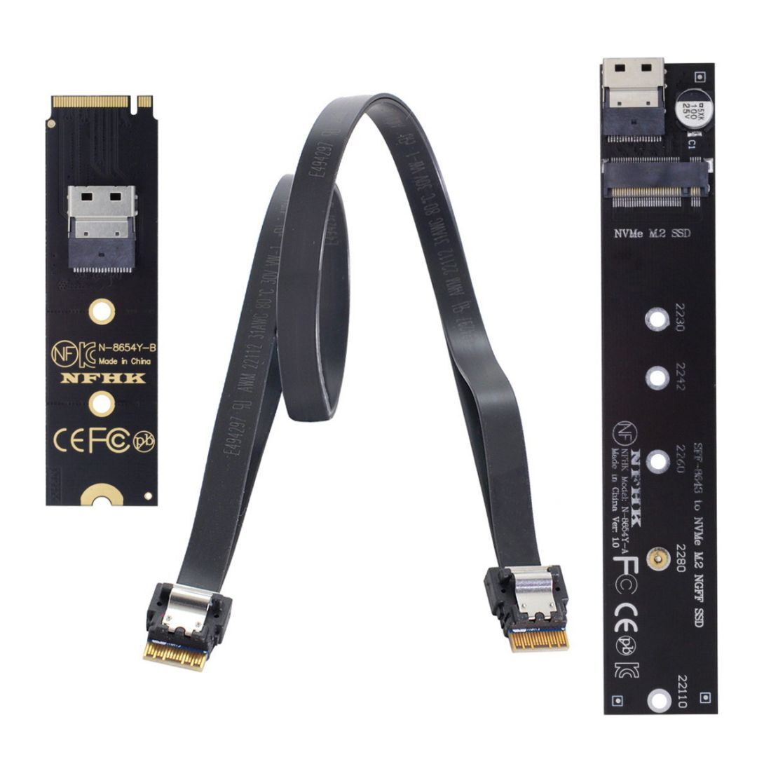 M.2 NVME NGFF M-Key SSD Male to Female Extension Adapter with SFF-8654 Cable