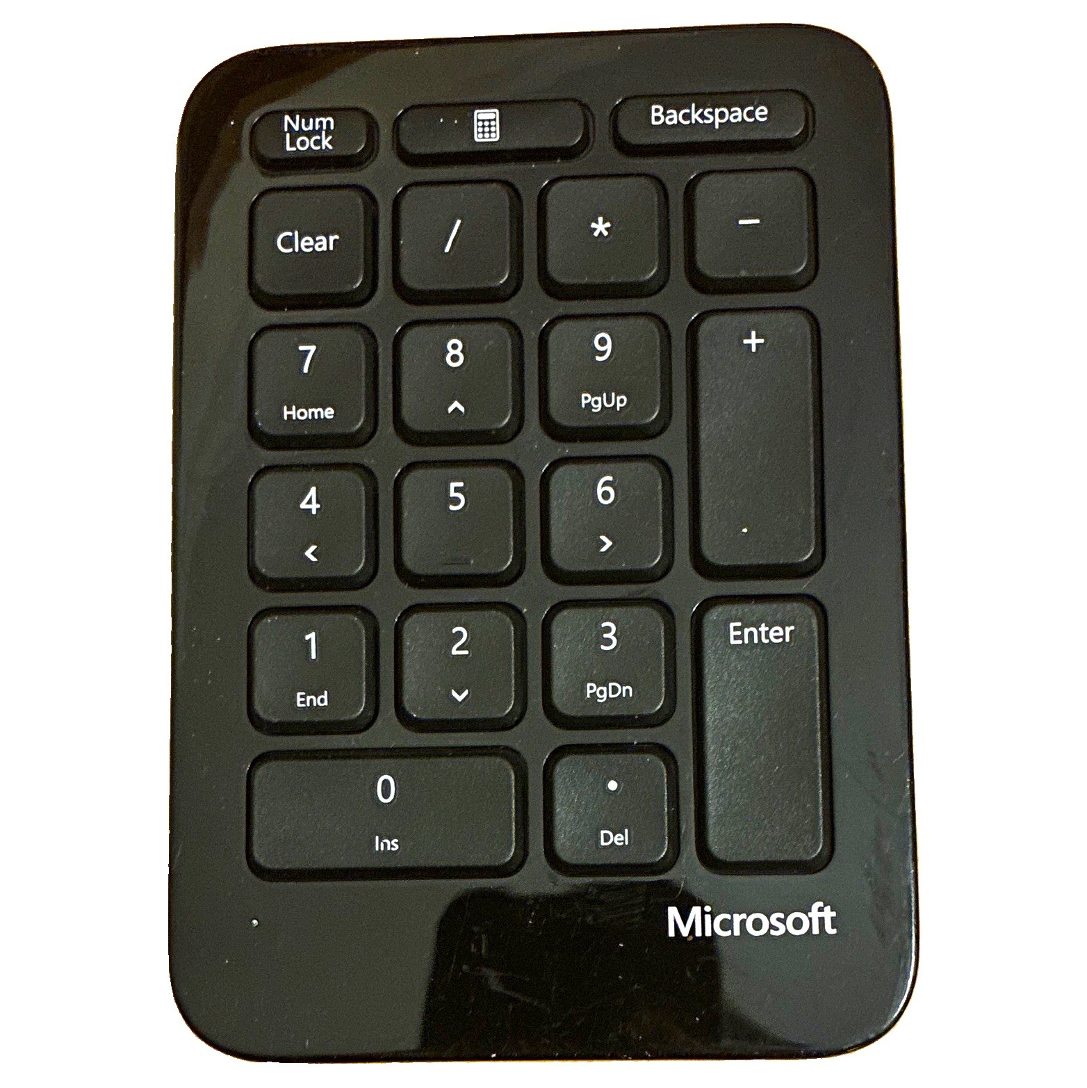 Microsoft Wireless Numeric Keypad, Black, Portable, Enhanced Function Keys, EN