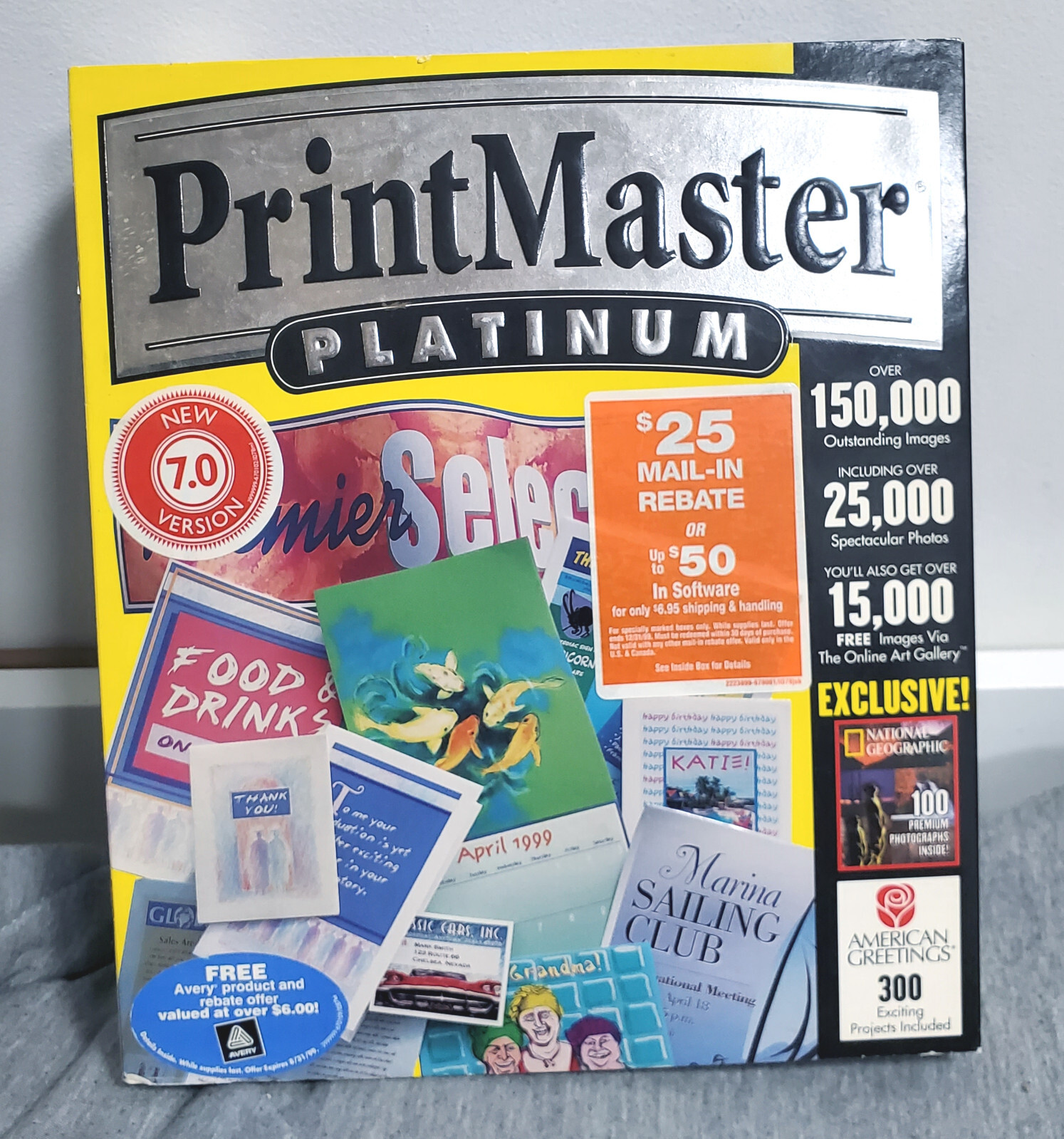 Vintage PC software - big box PrintMaster Platinum 7.0 - clipart graphic design