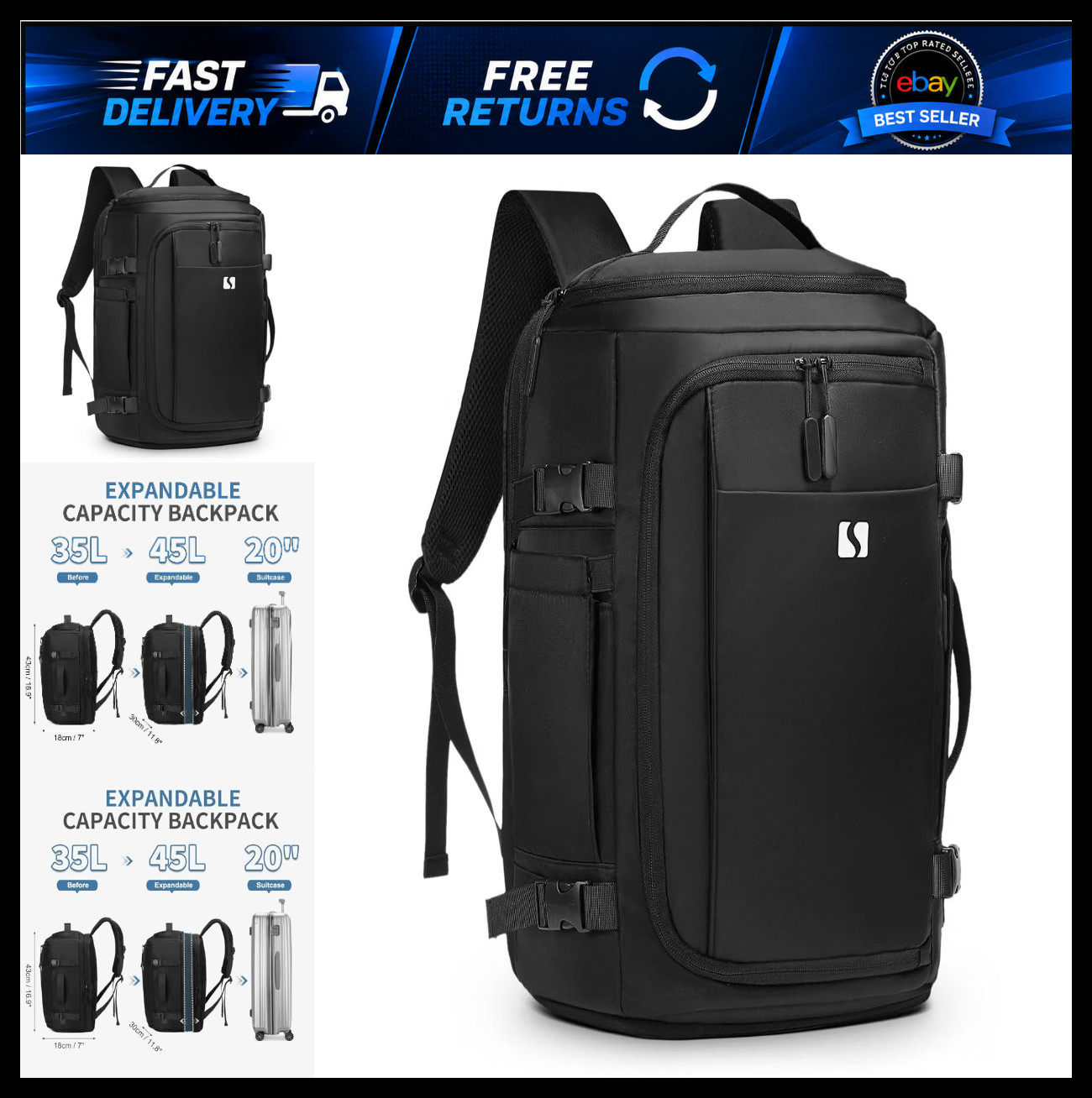 TSA Approved Travel Backpack 35L, Laptop Daypack, Water-Resistant, Lightweight