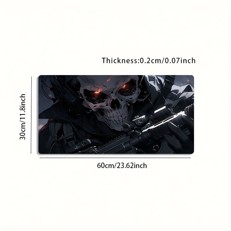 1 Extra-Large Gaming Mouse Pad with Skeleton Warrior Red-Eyed Tech Battle Desi