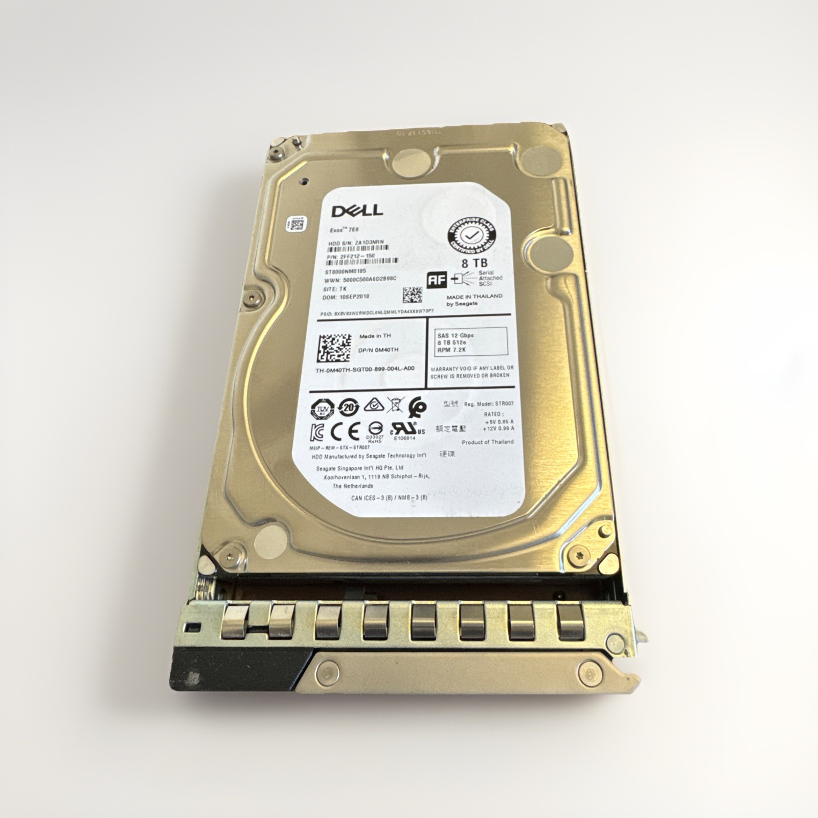 M40TH Dell 8TB 12Gbps 7200 RPM 3.5" SAS 512e Nearline 256MB Hard Drive 0M40TH