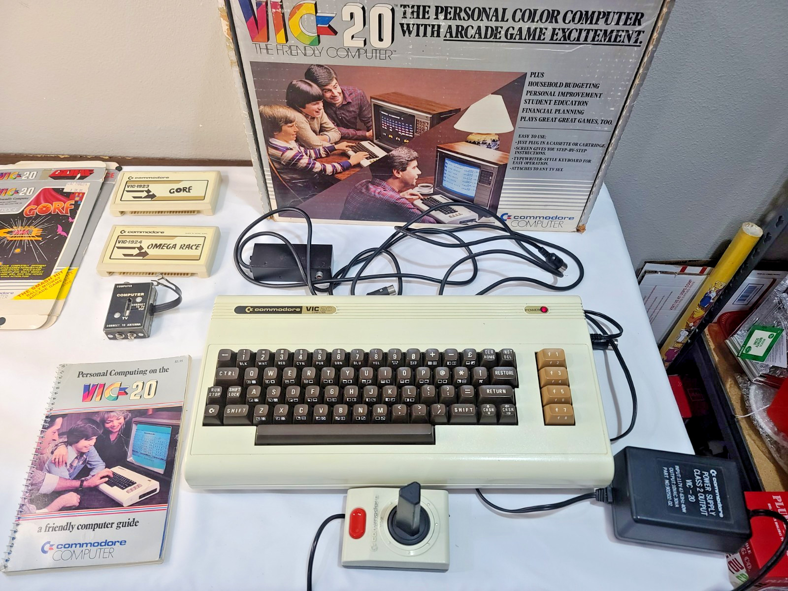 1980's Commodore VIC - 20 Computer with Original Box and Manuals POWERS ON games