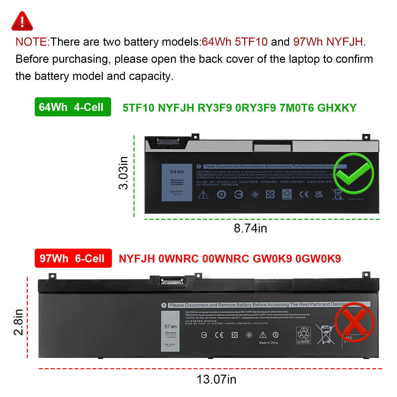✅LOT 5TF10 Battery For Dell Precision 7540 7530 7730 7740 0RY3F9 7M0T6 GHXKY US