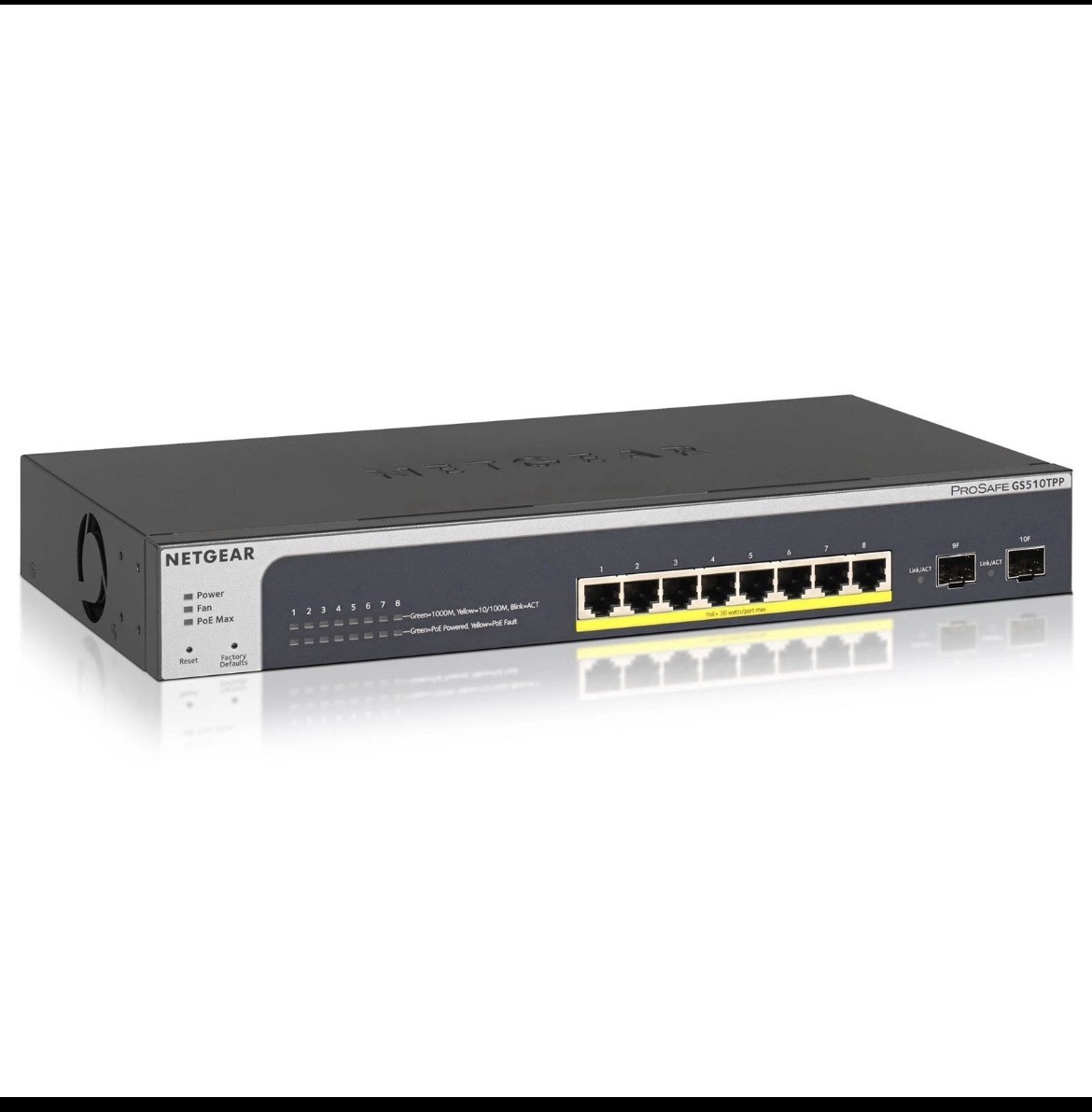 Qty-2 Netgear GS510TPP-100NAS 190 watt Smart 8P Gigabit PoE 2 SFP
