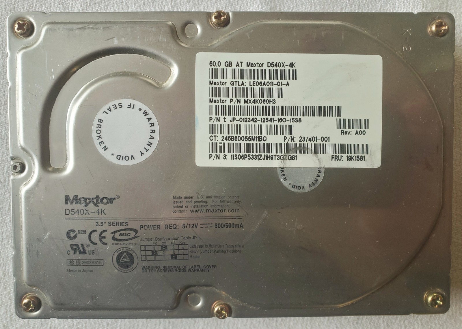 Maxtor D540X-4K 60GB IDE 3.5" HDD 5400RPM