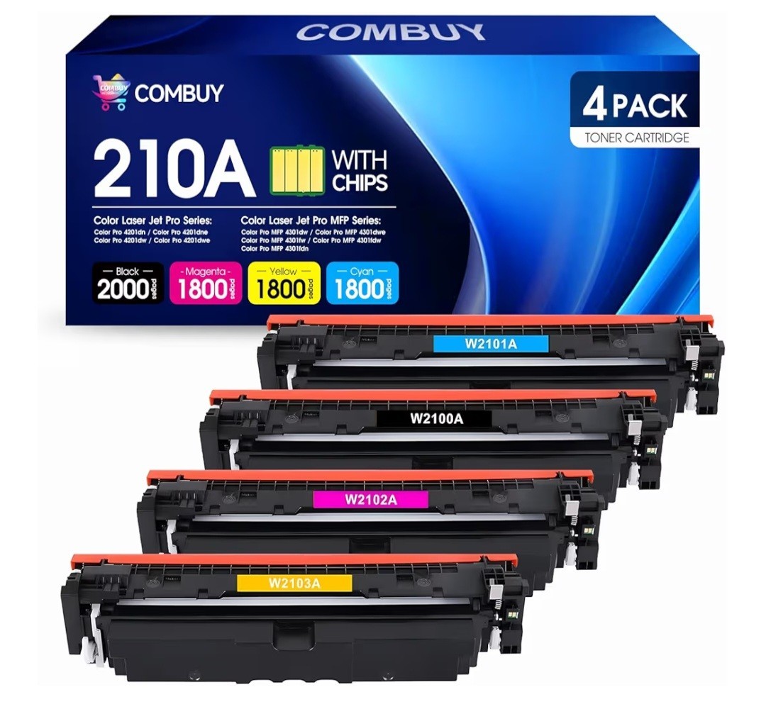 COMBUY 210A Toner Cartridges 4 Pack 210X Replacement for HP 210A W2100A 210X W21