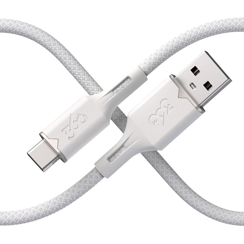 360 Electrical USB-C to USB-A Charging Cable – 5ft, 5 feet, Powder White 