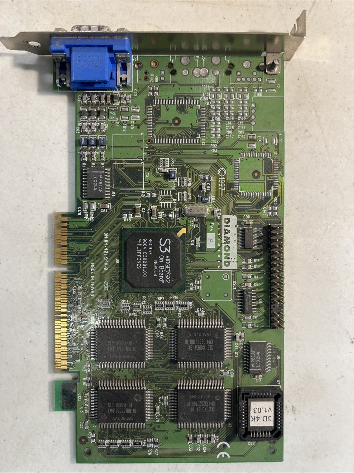 Diamond Stealth 3D 4000 AGP 4MB S3 ViRGE GX2 VGA Video Card 23220001-406