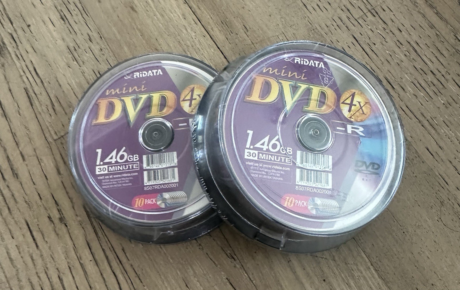 RiDATA Mini DVD-R 4X 30 Min 1.46GB 10 Pack Spindle NEW SEALED  Lot Of 2