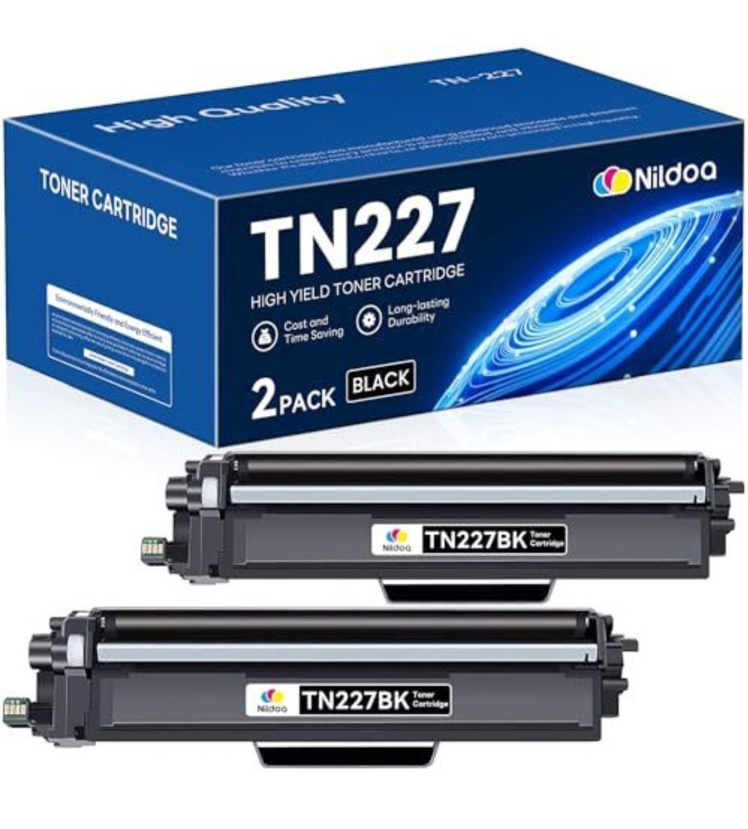 Nildoa High Yield Replacement Toner Cartridge For Brother TN227 , Black, 2 Pack,