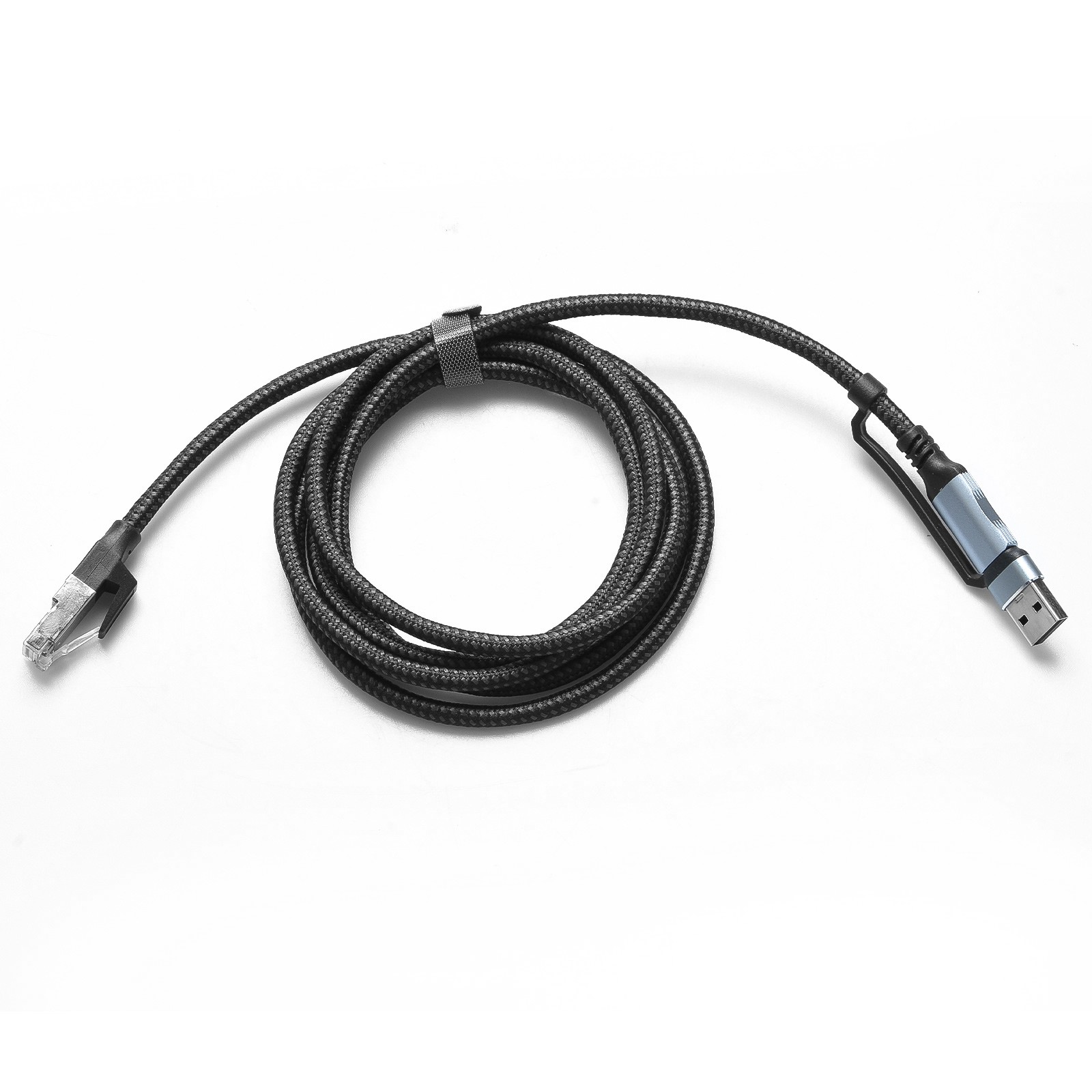 Nylon Braided Ethernet Cable 2-in-1 USB A C to RJ45 100Mbps 1.8M for PC Mac