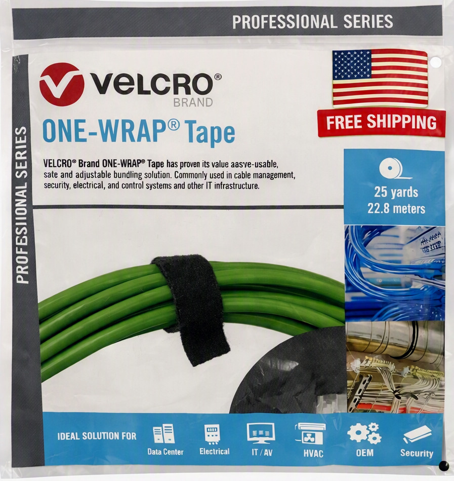 VELCRO® Brand ONE‑WRAP® Tape 25 Yards / 22.8 Meters – Hook & Loop – Professional
