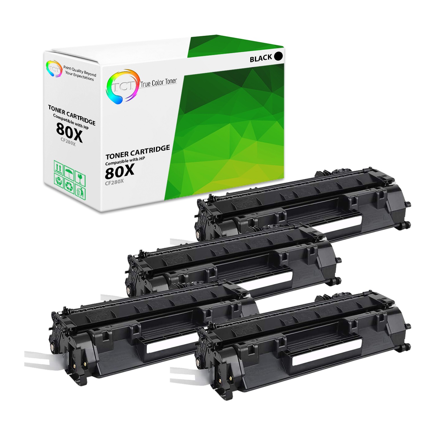 TCT 4 Black CF280X 80X High Yield Toner Cartridges For HP LaserJet Pro 400 m401