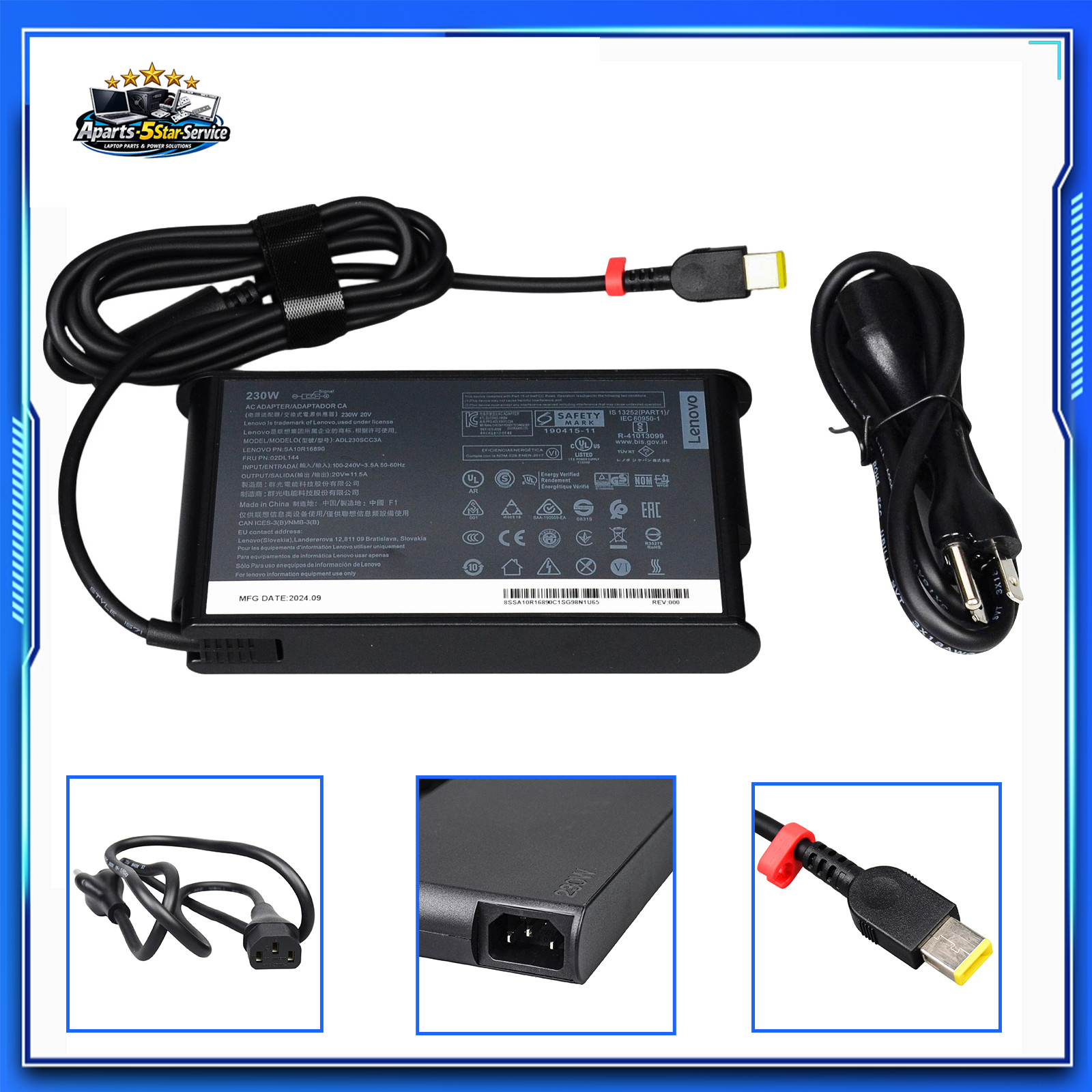 For Lenovo Legion 5 7i 230W Slim Tip AC Adapter Charger ADL230SLC3A