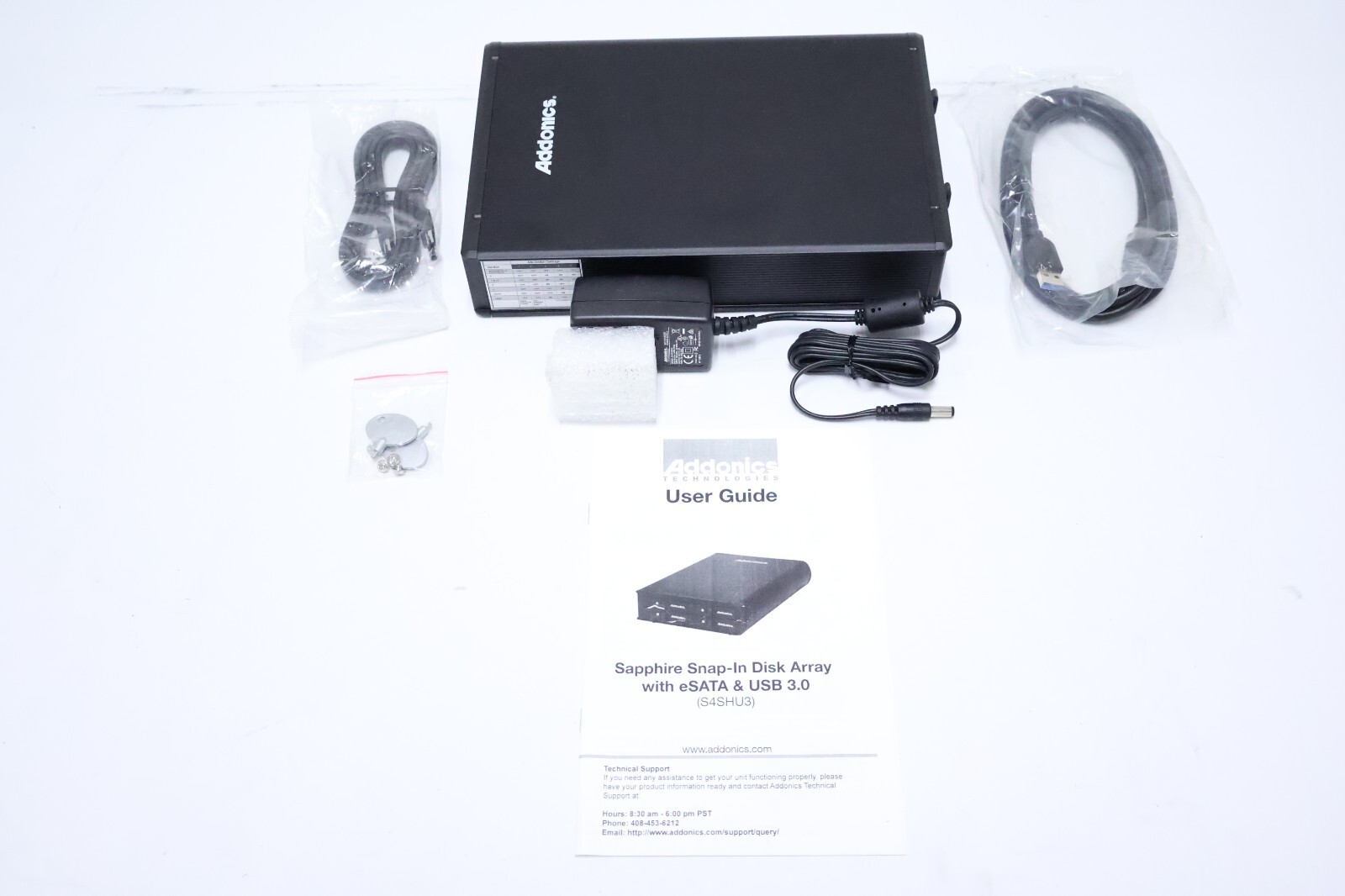 Addonics Sapphire Snap-In Disk Array – 4-Bay 2.5" – eSATA USB 3.0/2.0 Enclosure