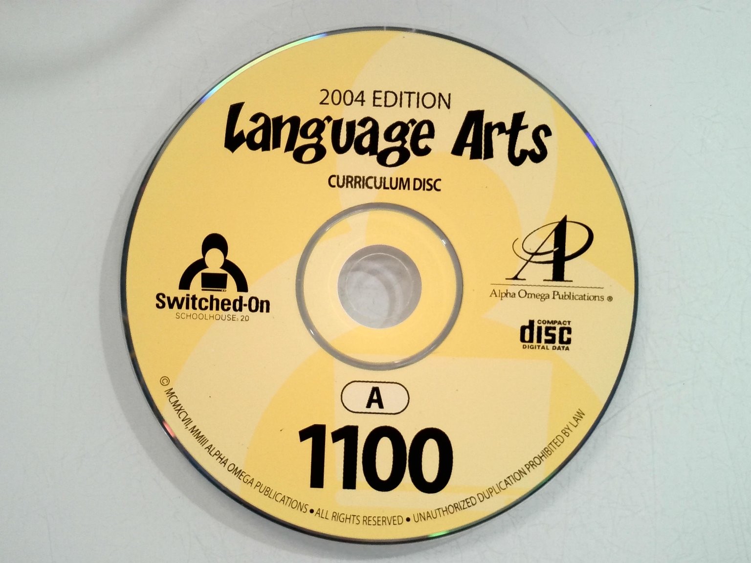 Alpha Omega Switched-On Schoolhouse 2004 Language Arts Curriculum Disc Education