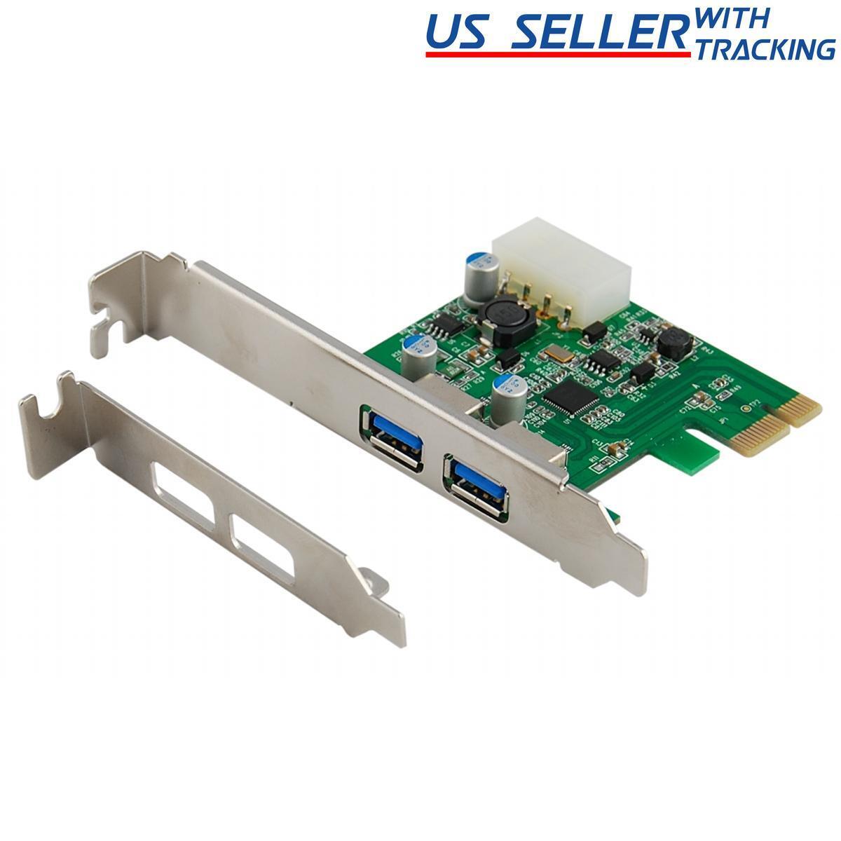 2-Port USB 3.0 PCI-Express PCIe Adapter Controller Card ~ Low Profile