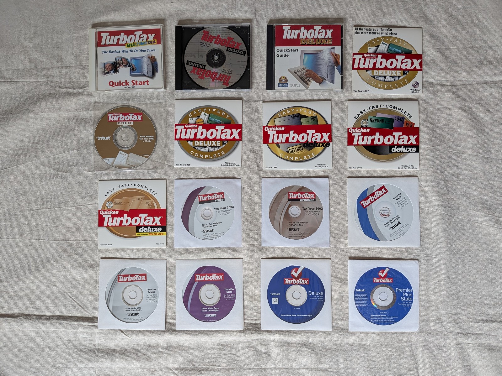 Intuit TurboTax Microsoft Windows Tax Software 1994-2005 Lot of 16 CD's