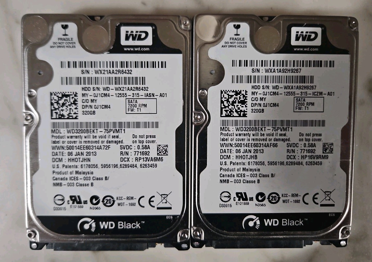 8 Western Digital | WD3200BEKT | 320GB | SATA II | 16MB Cache | Health: Good |