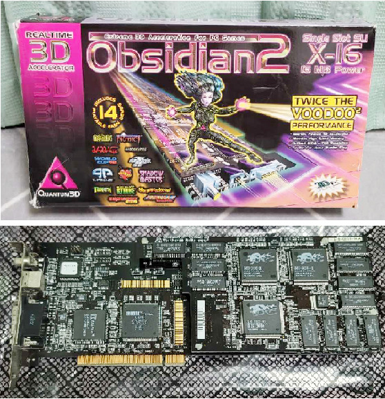 Quantum3D Obsidian2 X-16 16MB PCI Voodoo2 SLI 3Dfx Video Card w/box Super Rare