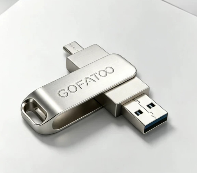 GOFATOO 2-in-1 USB 3.2 Gen1 Flash Drive Type-C & USB-A 256GB 460MB/s Silver