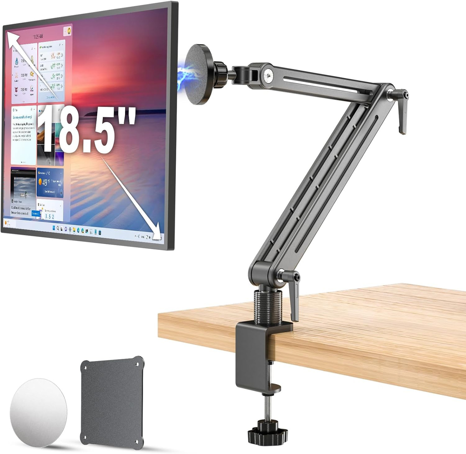 Magnetic Portable Monitor Arm VESA Mount Clamp Stand for Desk 8.3-18.5 Inch