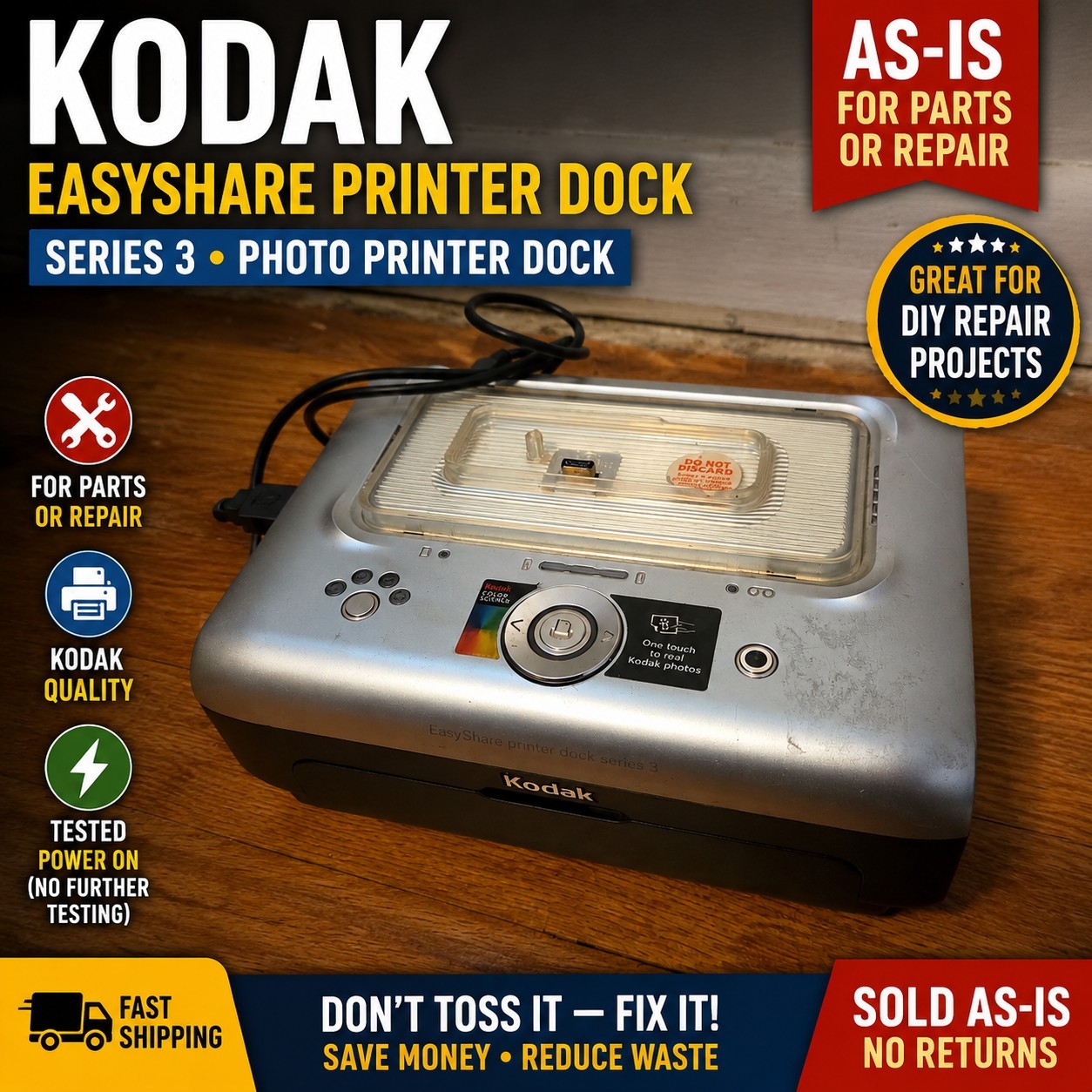 Kodak EasyShare Printer Dock Series 3 Photo Printer Dock PARTS Repair AS-IS