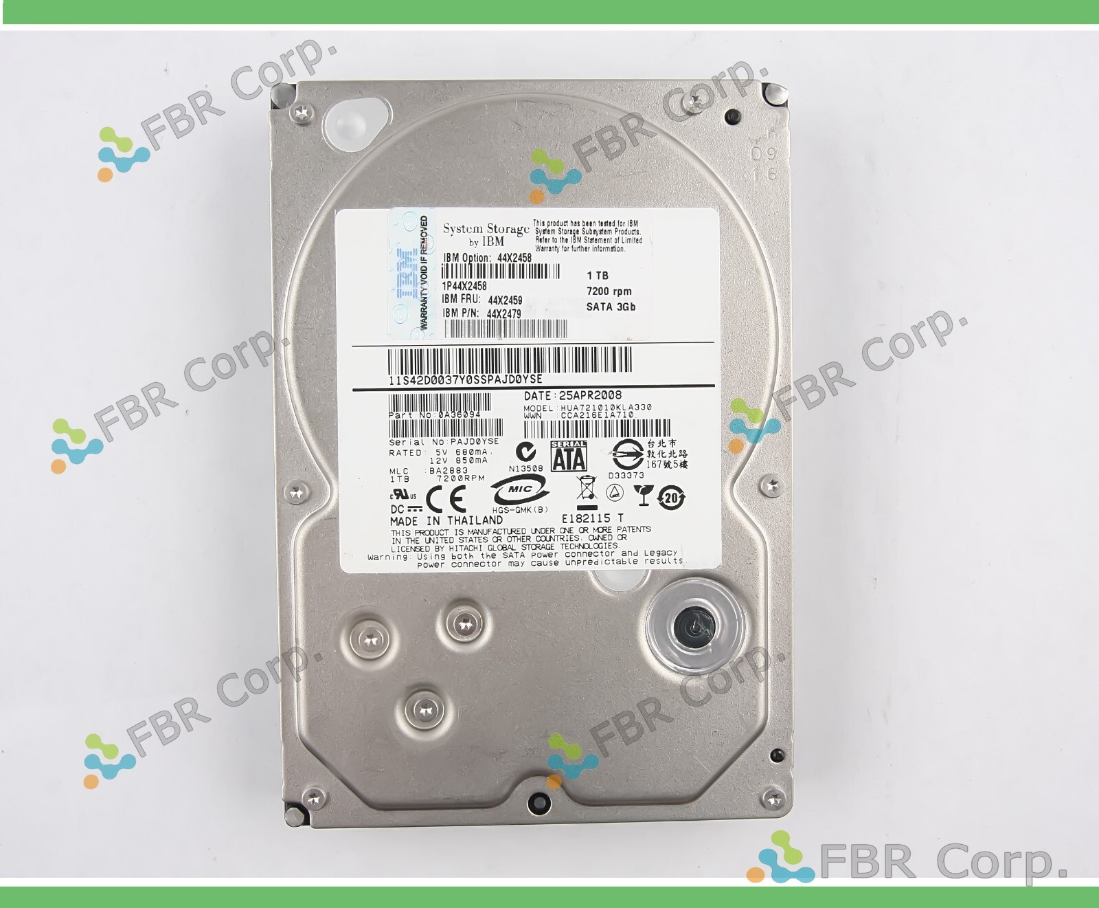IBM System Storage 44X2479 1TB 7.2K SATA Hard Disk Drive 44X2459 HUA721010KLA330