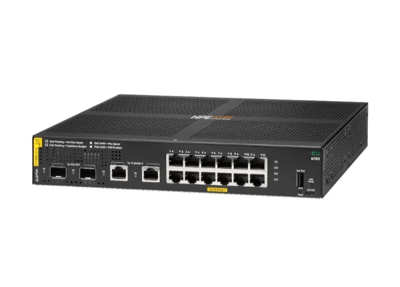 HPE Aruba 6100 12G Class4 PoE 2G/2SFP+ 139W Switch - JL679A