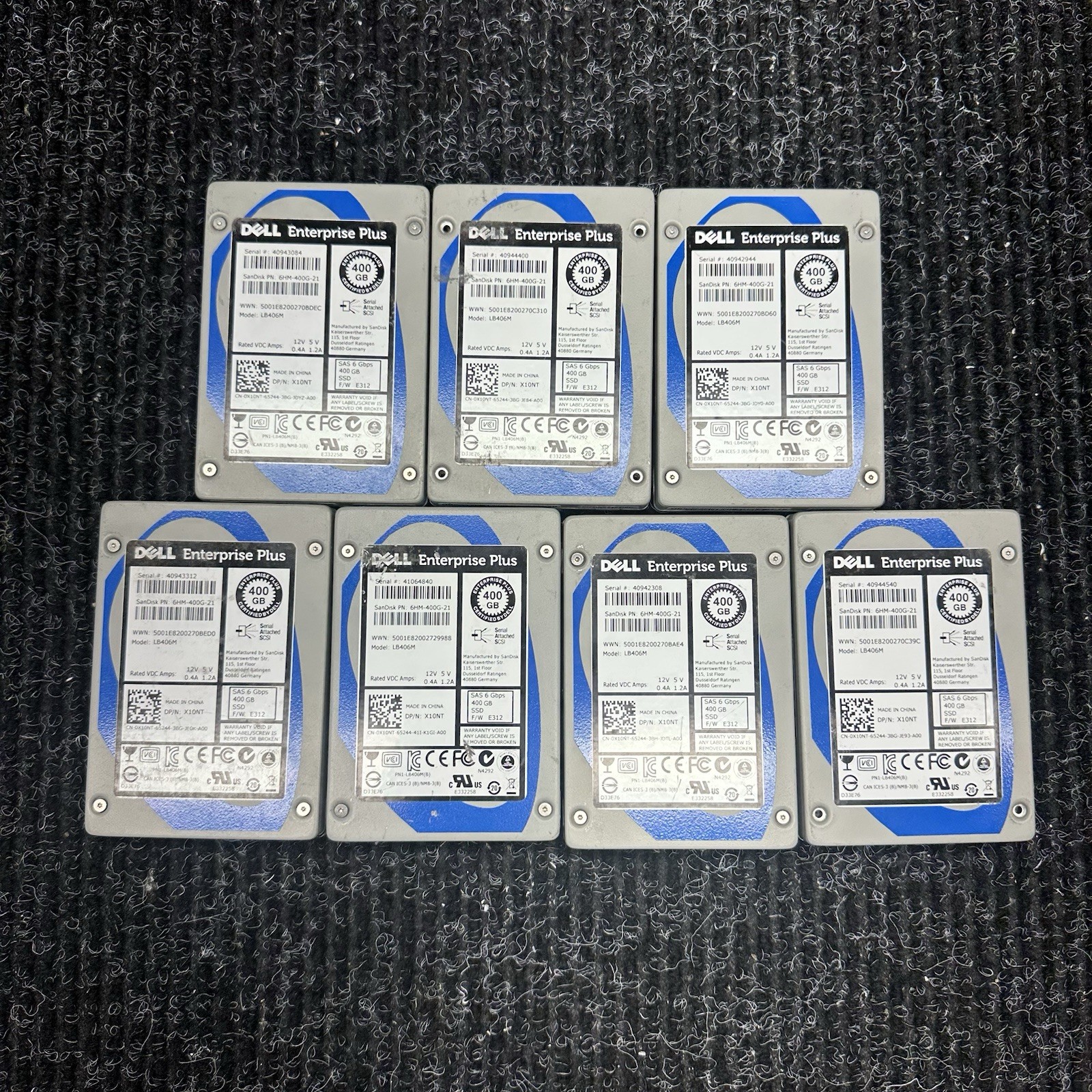 LOT OF 7 400GB Internal SSD SAS 2.5” Inch GOOD Health DELL TESTED *READ*