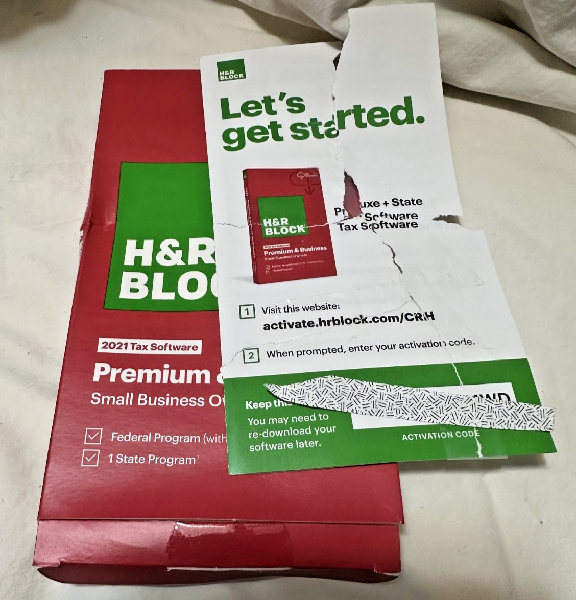 Open Box Key Card H&R Block Tax Software Premium  Business 2021 PC Turbotax USA
