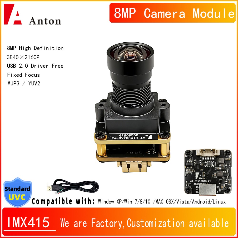 IMX415 8MP USB Camera Module 4K 30fps With 2.2mm Lens UVC for Industrial Medical