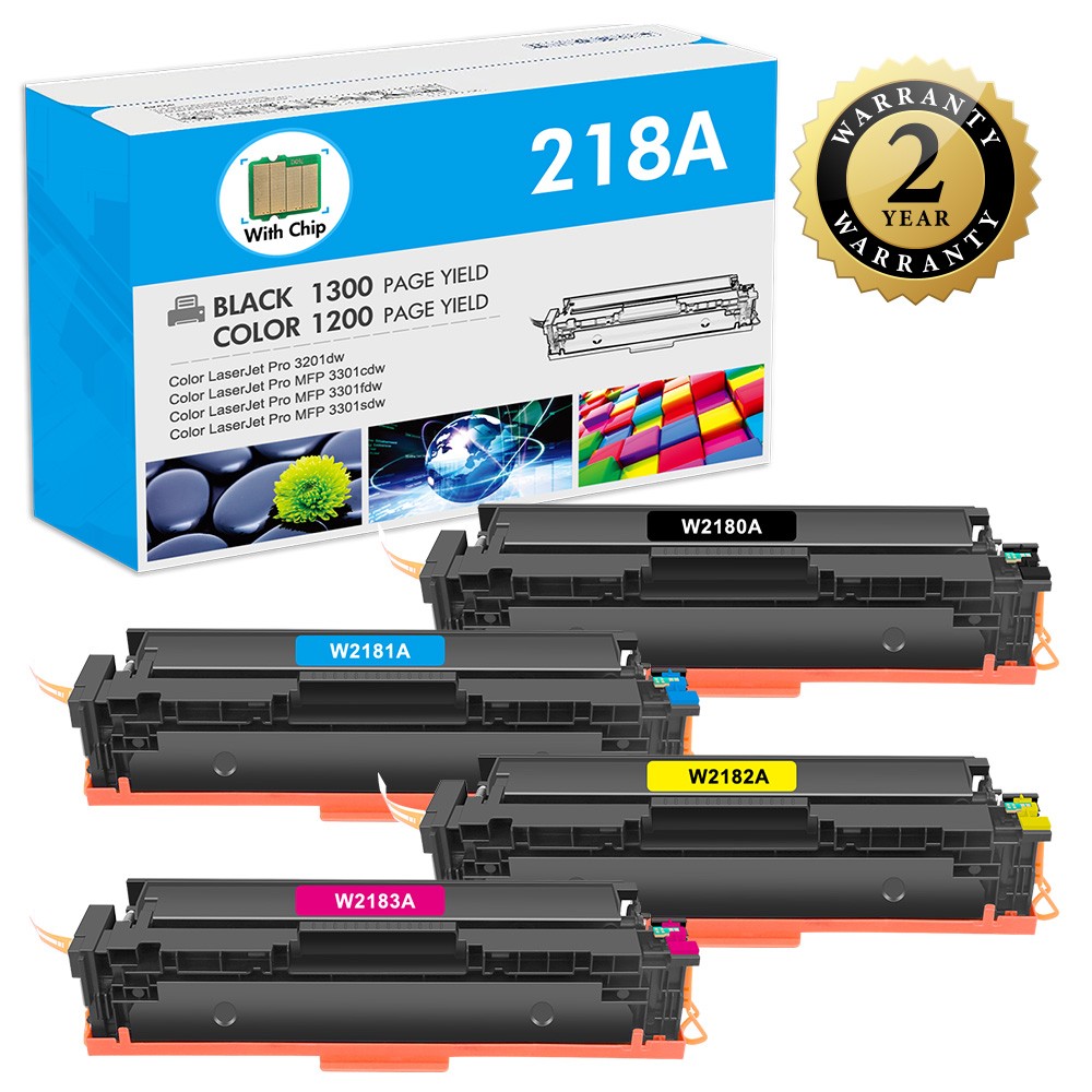 4PK W2180A Toner Fits HP 218A LaserJet Pro 3201dw MFP 3301 3301fdw [WITH CHIP]