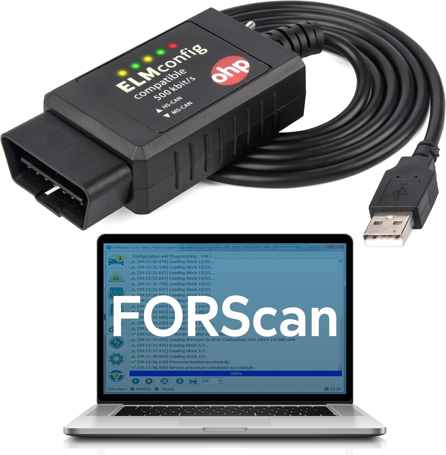 ELM327 OBD2 USB Diagnostic Scan Tool for Ford MS-CAN HS-CAN Code Reader