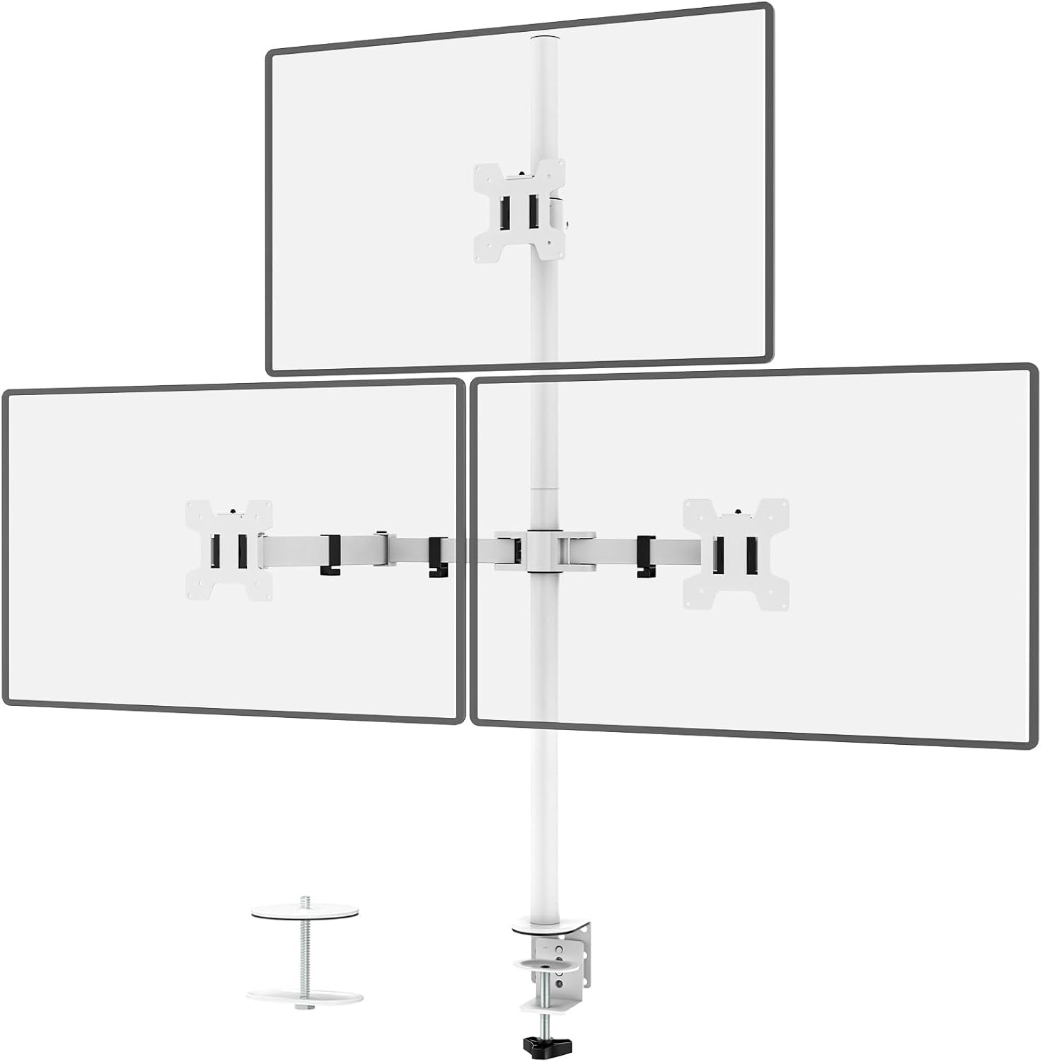 Tall Triple Monitor Stand, Fully Adjustable Three Monitor Desk Mount Fits 3 Scre